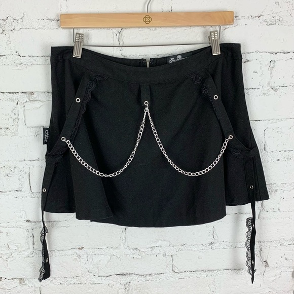 Royal Bones Tripp Daang Goodman Tripp Black Chain Skirt Lace Grommet Large - Picture 2 of 9